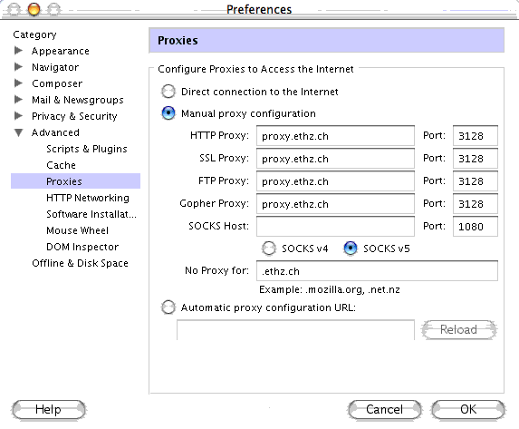Proxy-Konfiguration: Mozilla-Web-Browser